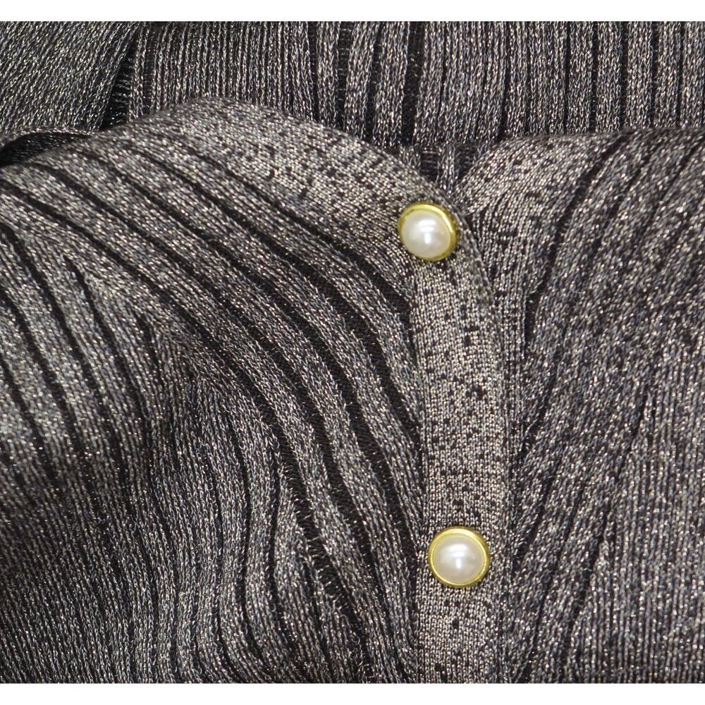 NWT Taylor Womens Petite Metallic Fit Flare Sweater Dress 6750P Brown / Gold PM - Picture 9 of 9